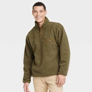 Goodfellow & Co Men's Forest Edge Green Quarter-Button Placket Pullover